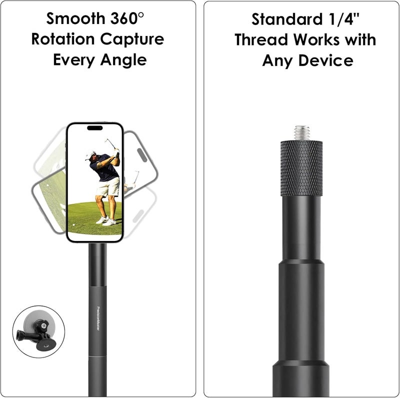 PrecisionMaster Golf Monopod Stick, Record Golf Swing with Magnetic Phone Holder, Adjustable Tripod with Spike Stake Golf Accessories Golf Swing Training, Compatible with Gopro Insta, Golf Train Aids - Image 3